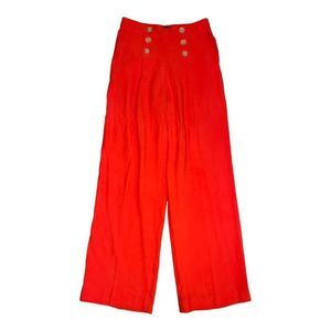 Ann Taylor Size 2 High Rise Wide Leg Sailor Pants In Vermillion Kiss